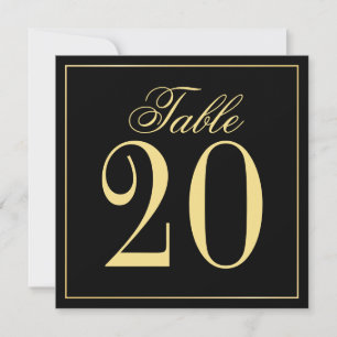 Schwarz-Gold-Hochzeitsplatz-Tischnummer Einladung