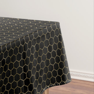 Schwarz & Gold Honeycomb Elegantes geometrisches M Tischdecke