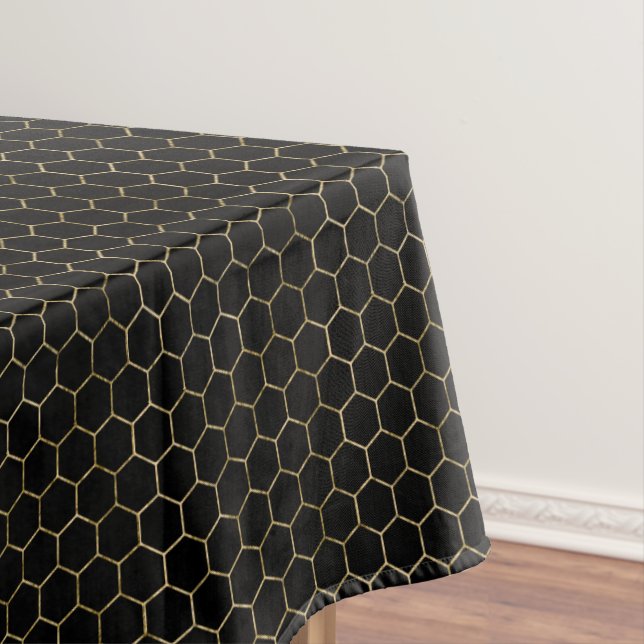 Schwarz & Gold Honeycomb Elegantes geometrisches M Tischdecke (Beispiel)