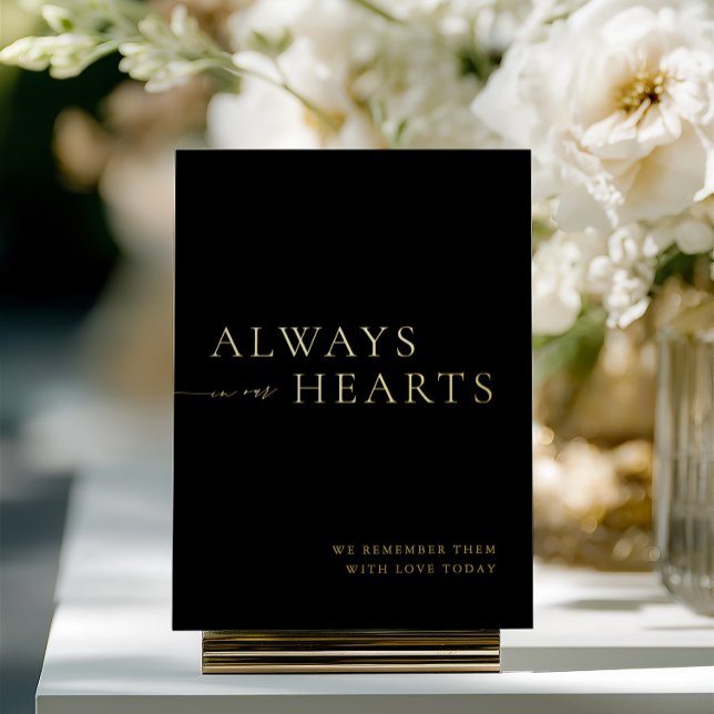 Schwarz & Gold immer in unserem Herz-Zeichen Folieneinladung (Black & Gold Always in Our Hearts Sign Foil)