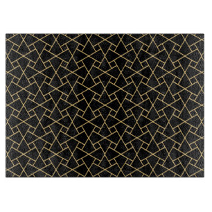 Schwarz, Gold, Islamisches Muster-Glasschneidboard Schneidebrett