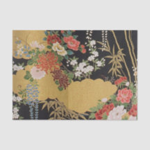 Schwarz-Gold-Japanische Kimono-Dekoupage