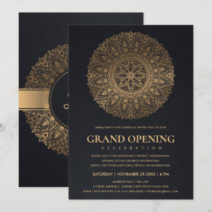 SCHWARZ GOLD KLASSISCH VERSCHÖNERT MANDALA ERÖFFNU EINLADUNG