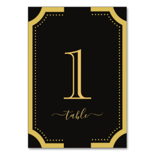 Schwarz & Gold Klassische Kupferhochzeit Tischnummer