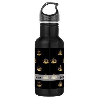 Schwarz-Gold-Kronenmuster Edelstahlflasche