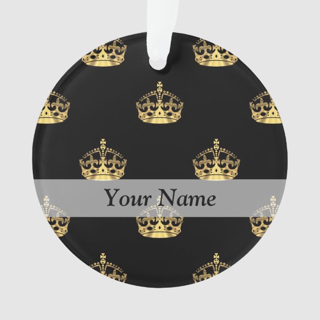 Schwarz-Gold-Kronenmuster Ornament (Vorderseite)