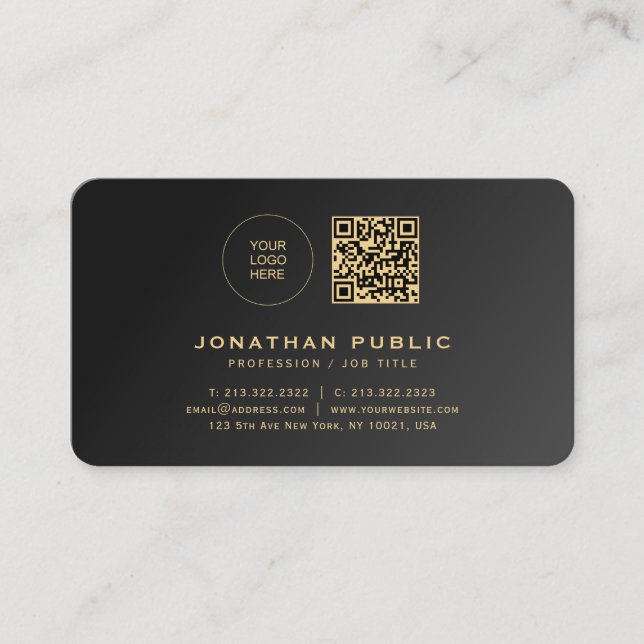 Schwarz & Gold laden Sie Ihre Logoecke hoch. Visitenkarte (Vorderseite)