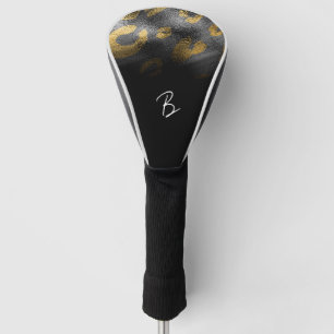 Schwarz & Gold Leopard Gepard Schattiger Glamour Golf Headcover
