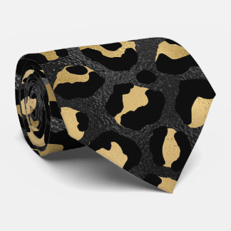 Schwarz-Gold-Leopardenmuster Krawatte