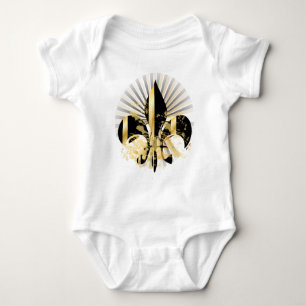 Schwarz-Gold-Lilie Baby Strampler