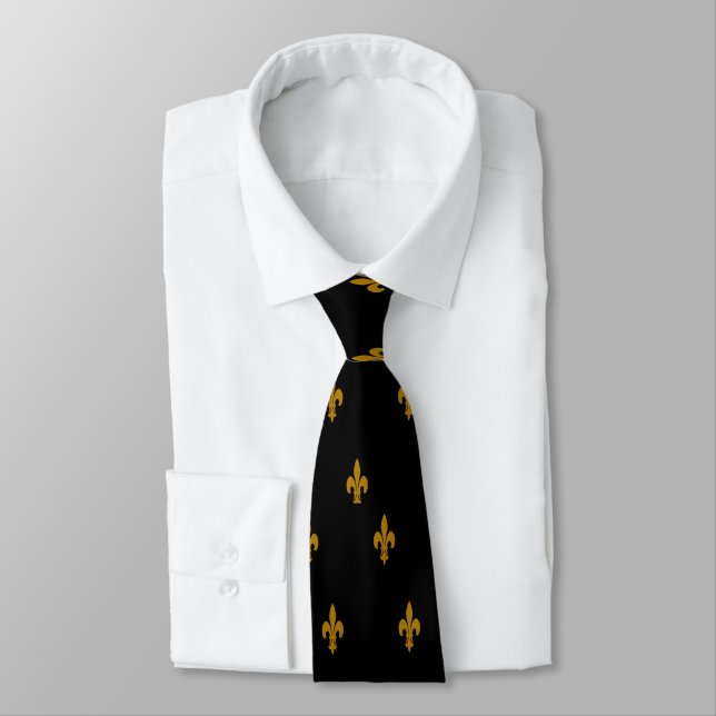 Schwarz-Gold-Lilie Krawatte (Gebunden)