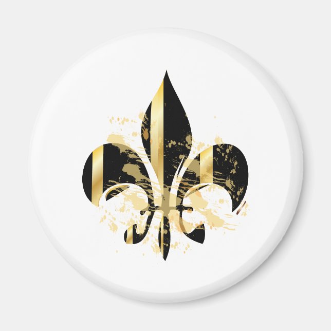 Schwarz-Gold-Lilie Magnet (Vorne)