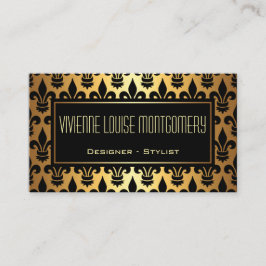 Schwarz-Gold-Lilie-Muster-Visitenkarte Visitenkarte
