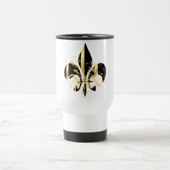 Schwarz-Gold-Lilie Reisebecher (Mittel)
