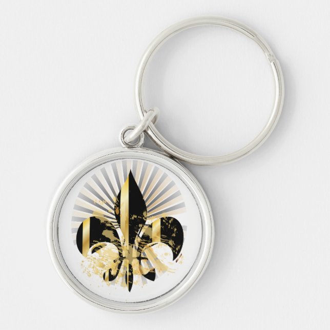 Schwarz-Gold-Lilie Schlüsselanhänger (Vorne)