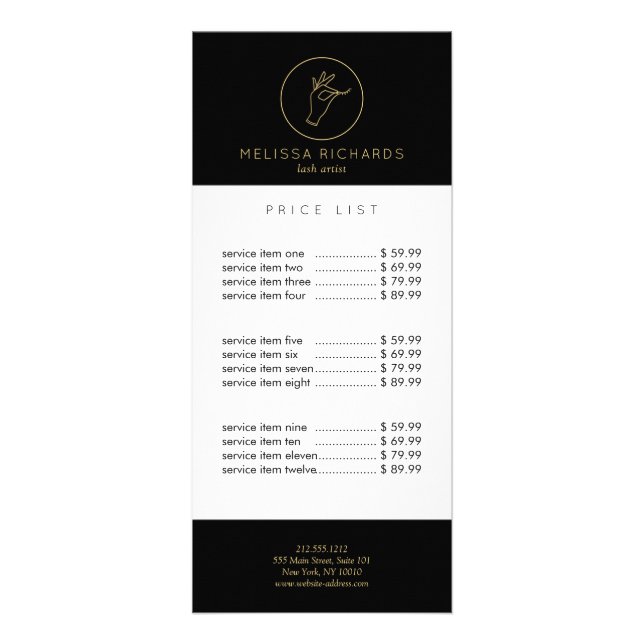 Schwarz/Gold-Logo für Minimalistische Hand und Las Werbekarte (Vorne)