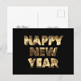 Schwarz-Gold-Look Text glücklich Neues Jahr Feiertagspostkarte
