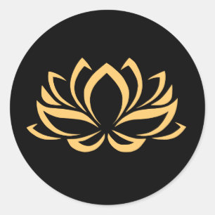 Schwarz-Gold-Lotus-Aufkleber Runder Aufkleber