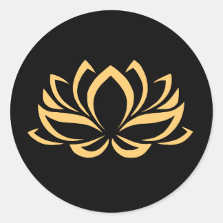 Schwarz-Gold-Lotus-Aufkleber Runder Aufkleber