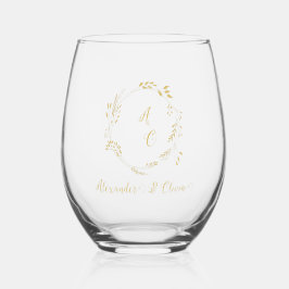 Schwarz-Gold-Luxus-Blumenhochzeit Weinglas Ohne Stiel