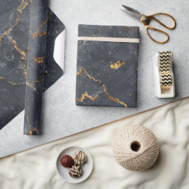 Schwarz-Gold-Luxus-Marmorstruktur Geschenkpapier