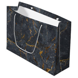 Schwarz-Gold-Luxus-Marmorstruktur Große Geschenktüte