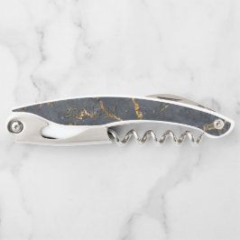 Schwarz-Gold-Luxus-Marmorstruktur Kellnermesser