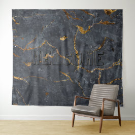 Schwarz-Gold-Luxus-Marmorstruktur Wandteppich