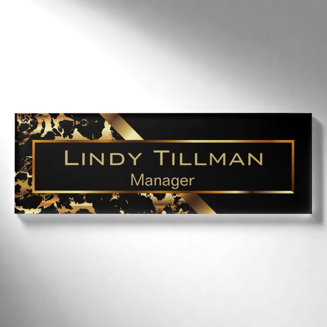 Schwarz-Gold-Marmor 2 Namenschild (Vorderseite)