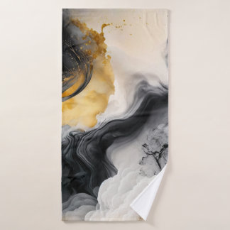 Schwarz-Gold-Marmor Badehandtuch