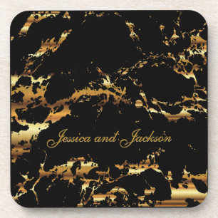 Schwarz-Gold-Marmor-Design Untersetzer