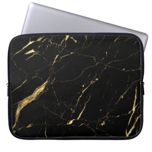 Schwarz-Gold-Marmor-Designer Laptopschutzhülle