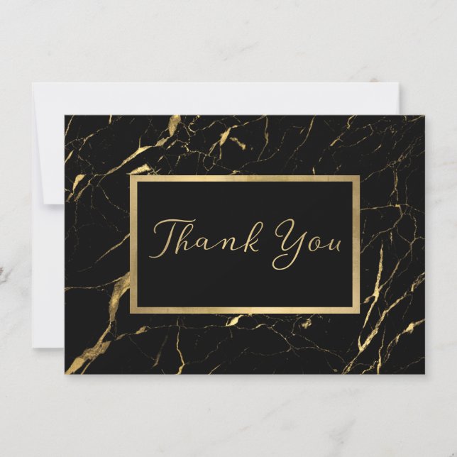 Schwarz-Gold-Marmor-Designer Vielen Dank für Ihre  Dankeskarte (Vorderseite)