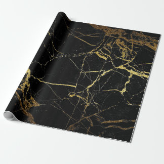 Schwarz-Gold-Marmor Geschenkpapier