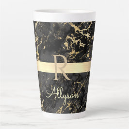 Schwarz-Gold-Marmor, Gold-Bar, DIY-Name und Monogr Milchtasse