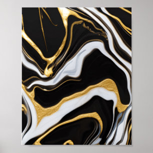 Schwarz-Gold-Marmor Poster
