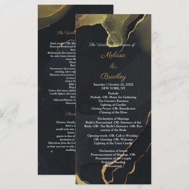 Schwarz & Gold Marmor Programm (Vorne/Hinten)