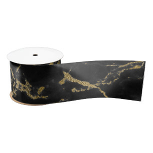 Schwarz-Gold-Marmor Satinband