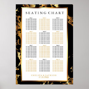 Schwarz-Gold-Marmor - Seating Chart (12) Poster