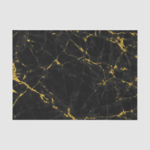Schwarz-Gold-Marmor-Textur drucken Seidenpapier