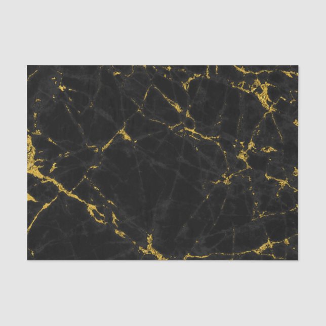 Schwarz-Gold-Marmor-Textur drucken Seidenpapier (Vorderseite)