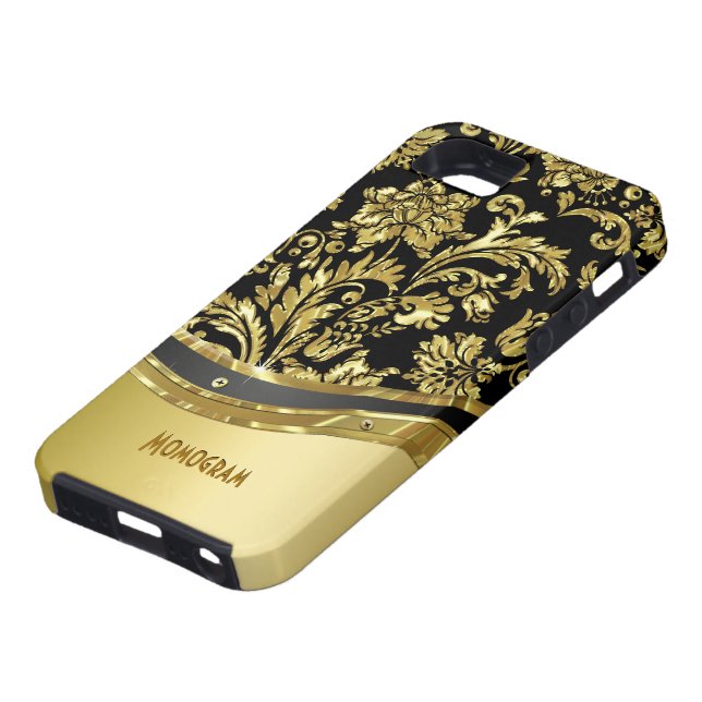 Schwarz-Gold-Metallic-Look mit Damasken Case-Mate iPhone Hülle (unten)