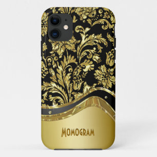 Schwarz & Gold Metallischer Look mit Damastmustern Case-Mate iPhone Hülle