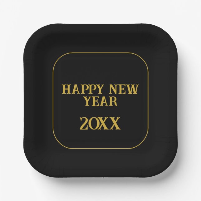 Schwarz-Gold-Minimal Pappteller (Vorderseite)