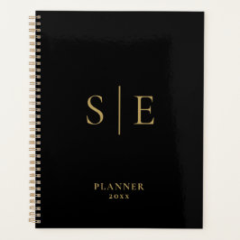 Schwarz-Gold-Minimalistisch-Monogramm 2023 Planer