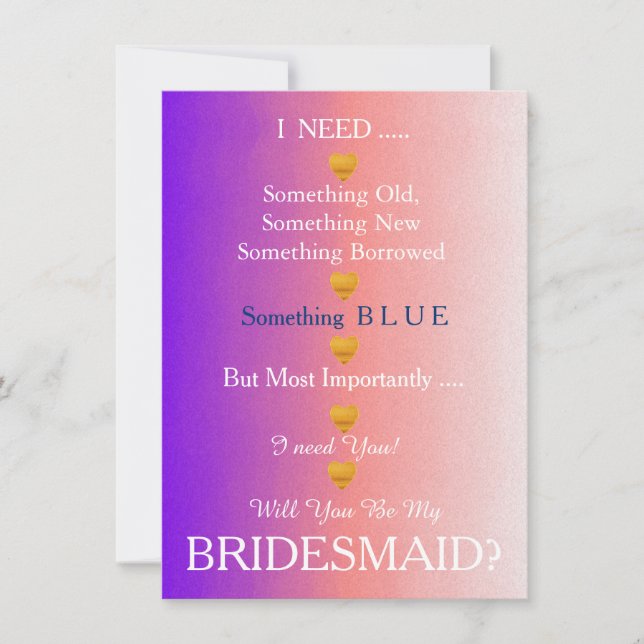 Schwarz & Gold mit Herz wirst du meine Bridesmaid  Einladung (Vorderseite)