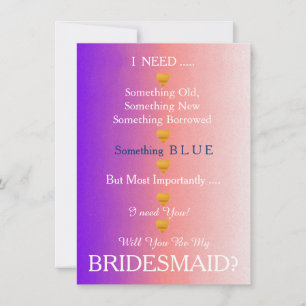 Schwarz & Gold mit Herz wirst du meine Bridesmaid Einladung