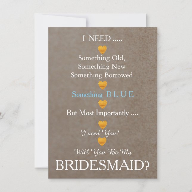 Schwarz & Gold mit Herz wirst du meine Bridesmaid  Einladung (Vorderseite)