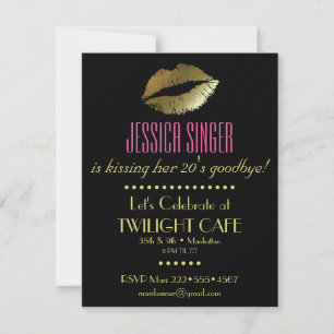 Schwarz & Gold mit Lippen zeitgenössisch modern el Einladung