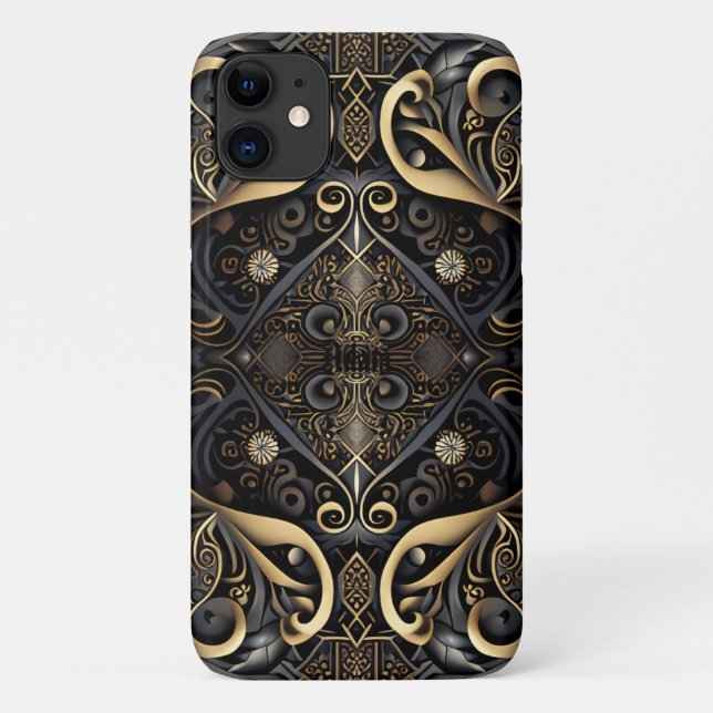 Schwarz-Gold-Mittelalter Case-Mate iPhone Hülle (Rückseite)
